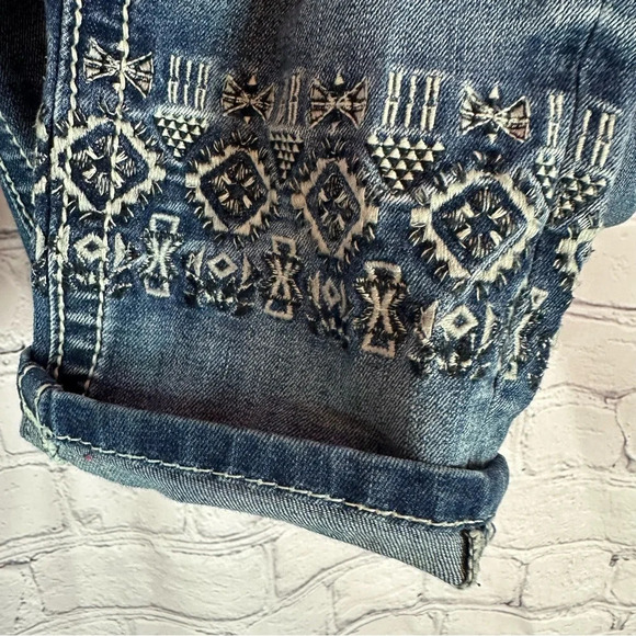 Miss me signature jeans cuffed skinny embroidered cuff sz 30 western boho - Picture 9 of 11